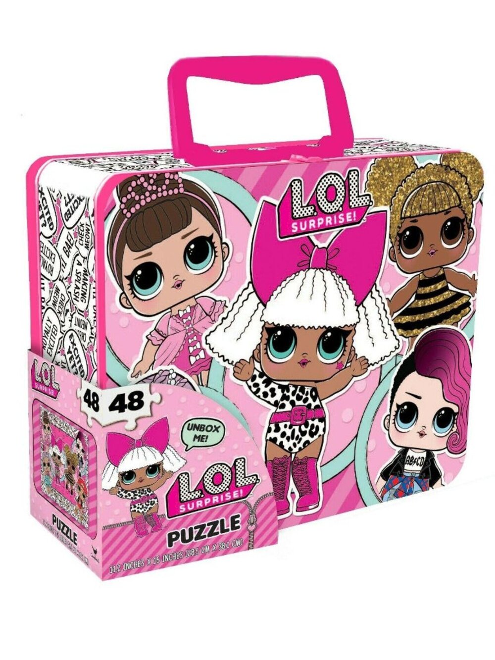LOL Surprise! 48-Piece 15" X 11.2" Jigsaw Puzzle Tin Storage Case Portable Fun
